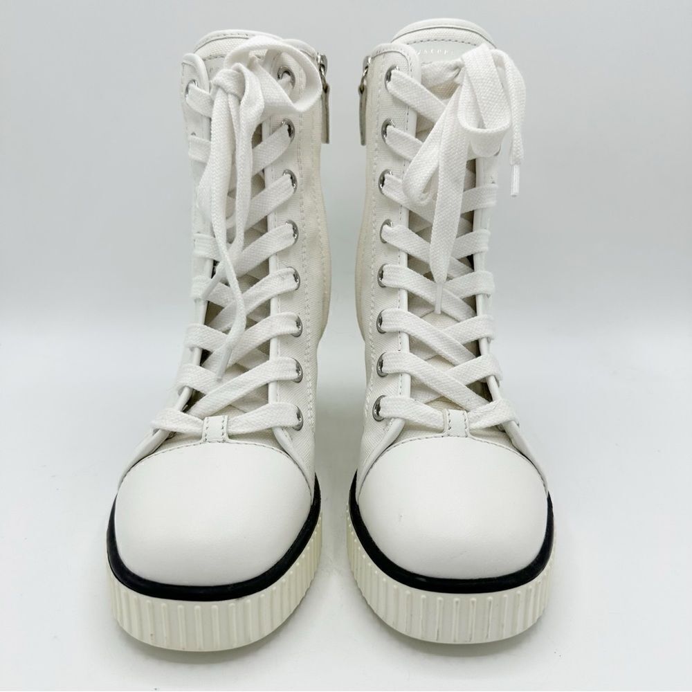 Giuseppe Zanotti White High-Top High Heeled Canvas Lace-Up Boots‎ Sneaker Sz 6 - Picture 4 of 11